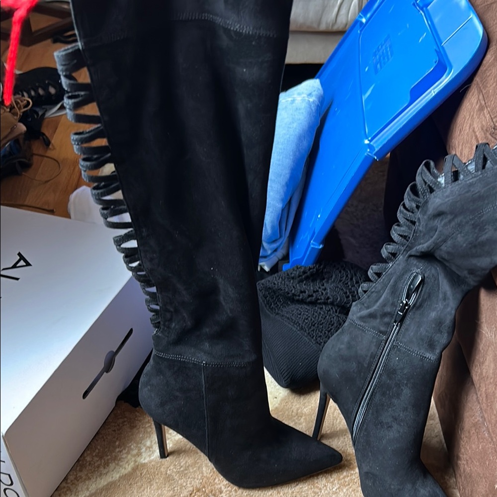 Chic Black Suede Over the Knee Boots